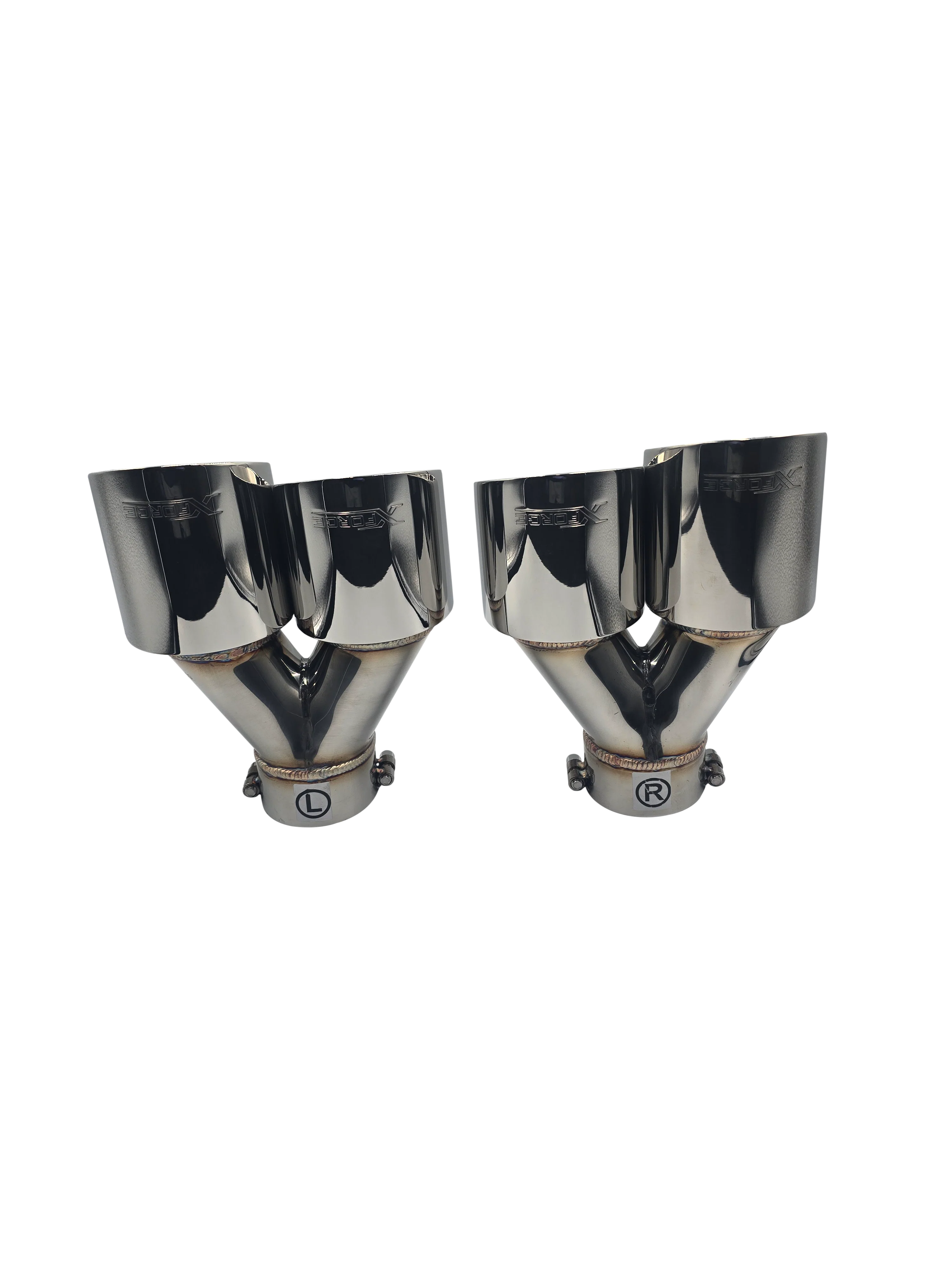Twin 4Inch Round Angle Cut Tip with 2.25Inch Inlet - Image 3